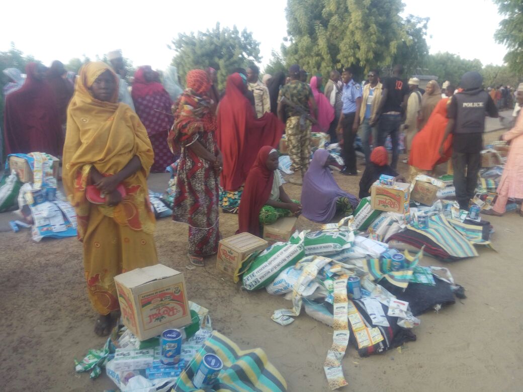 Aisha Donates Relief Materials to Borno residents