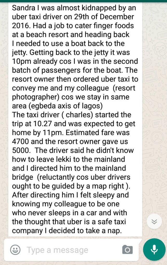 uber driver diverted in lagos