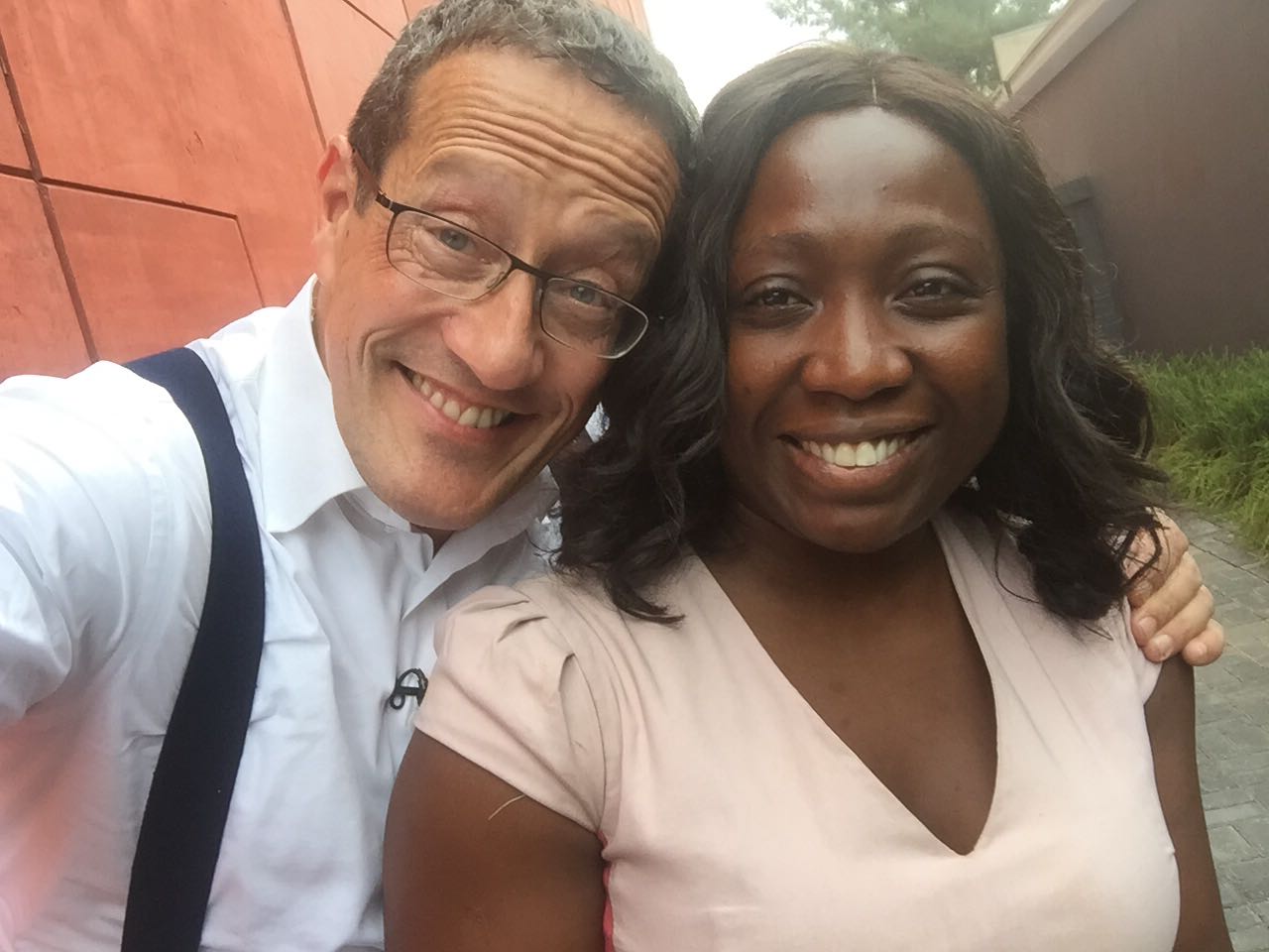 Selfie with Lagos bureau chief and his host in Nigeria, Stephanie Busari