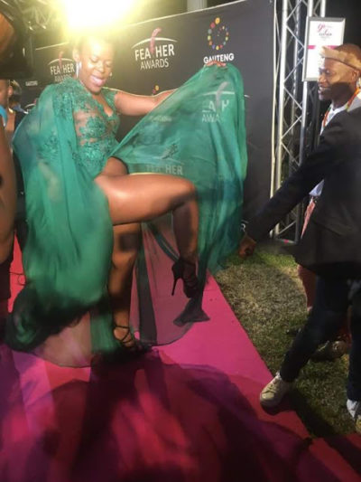 SA socialite Zodwa Wabantu flashes are private part on the red carpet