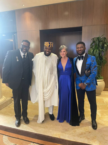 L-R: Outstanding Commercial Winner Africa Category- Chilu Lemba, Voice Arts®?Award Influencer Honoree, and Founder, Voice Over Academy – Seun Shobo, Voice Arts®? Award Lifetime Achievement Honoree and Guinness World record Holder- Jennifer Hale, Medical Doctor, and Founder, Child Scholars – Dr. Emmanuel Okenye