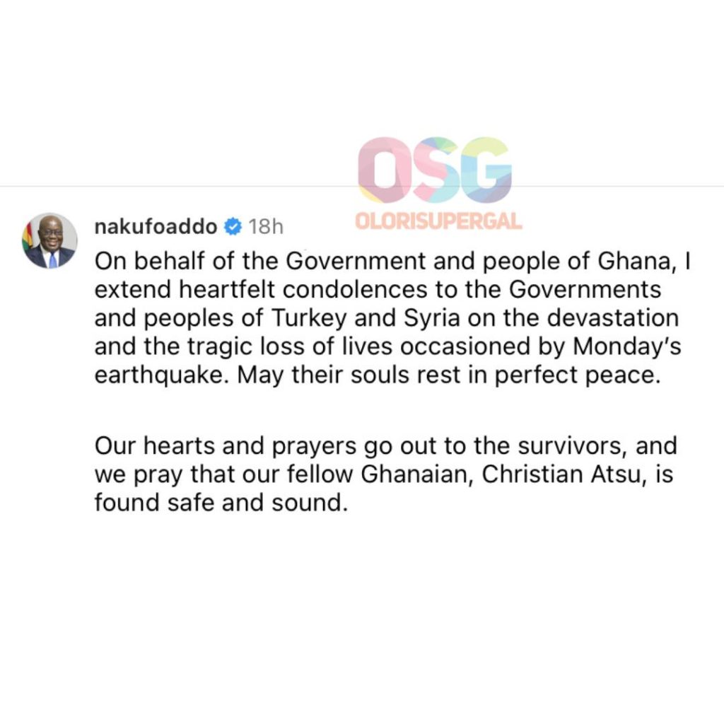 President Akufo-Addo's Instagram post