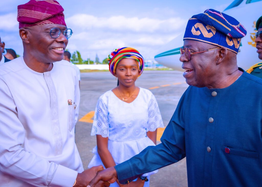 Governor Sanwo-Olu welcomes President Bola Tinubu from London on June 27, 2023 in Lagos State. Photo: State House/Nosa Asemota