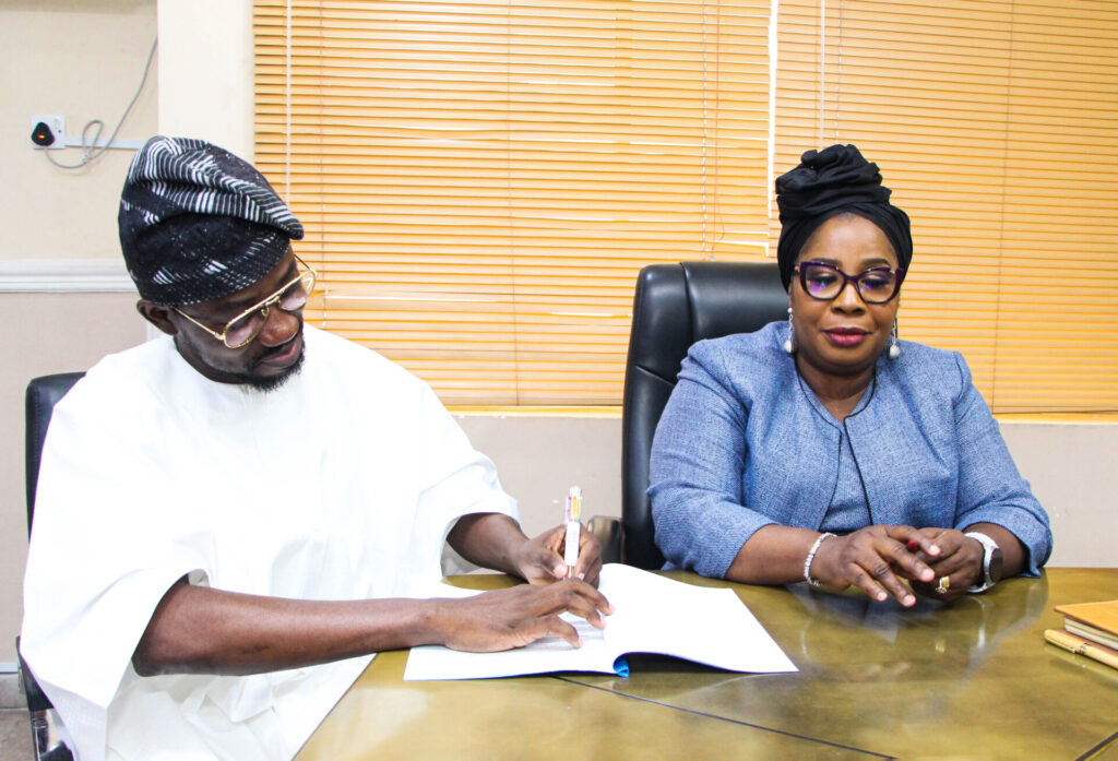 Ayeni Adekunle, Chief Executive Officer, BHM (left) and Engineer Margaret Aina Oguntala FNSE, President, Nigerian Society of Engineers (NSE) during BHM’s courtesy visit to the NSE and the MOU Signing event on February 6, 2025 at the NSE Lagos Liaison office in Victoria Island, Lagos.