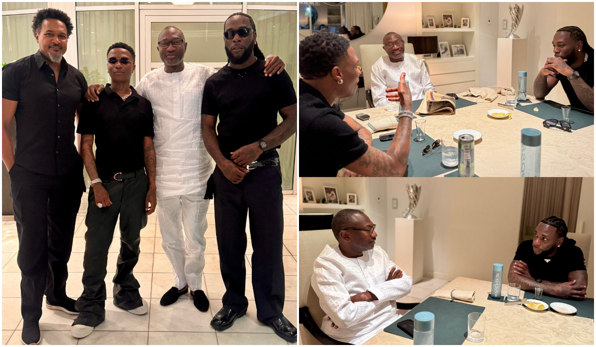 Billionaire Femi Otedola hosts Burna Boy, Wizkid and Cecil Hammond to a dinner date, images trends