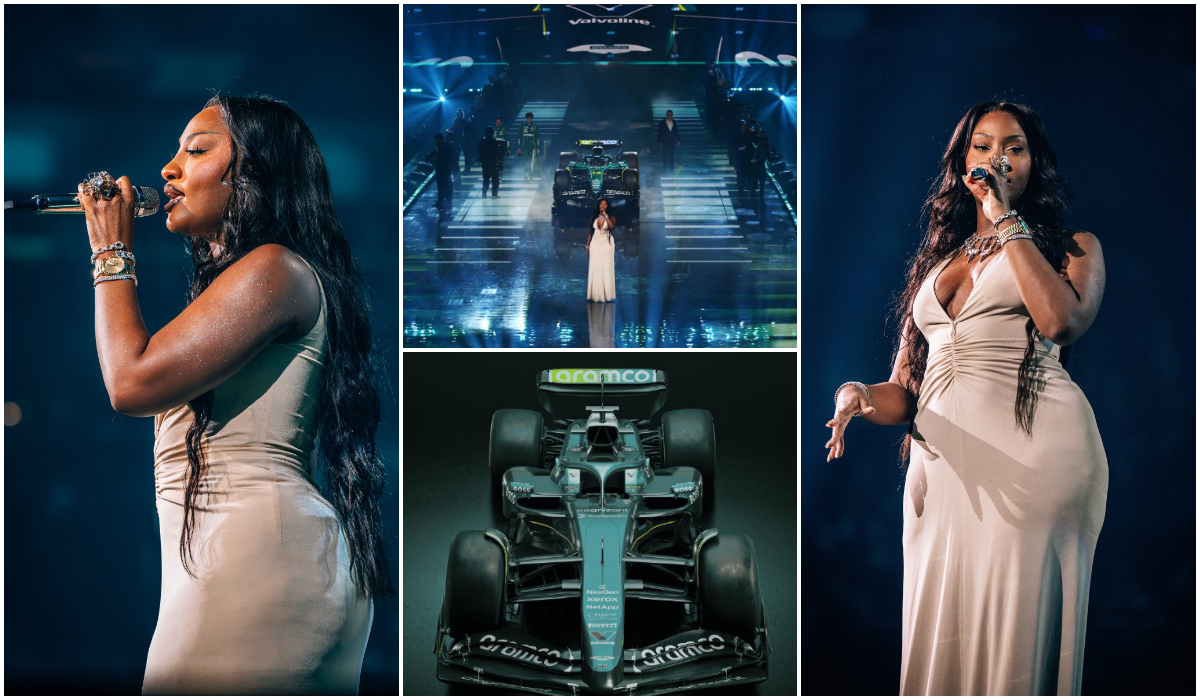 Tems at Aston Martins F1 unveiling - Olorisupergalmedia