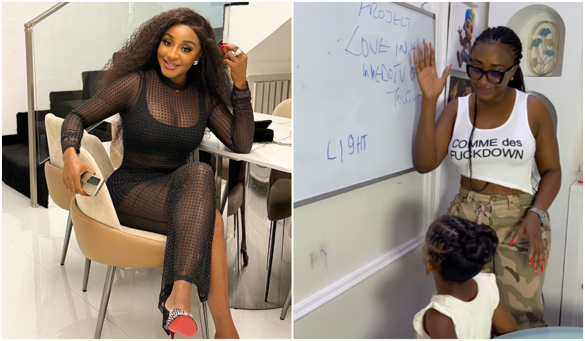 Video of Ini Edo Teaching Her Daughter How to Spell Trends, Fans React: “She Is So Smart”