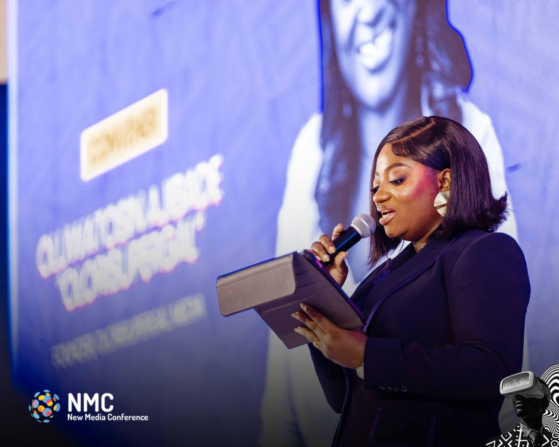 Tosin Ajibade delivering her opening speech at the New Media Conference 2025 in Lekki- OLORISUPERGAL MEDIA