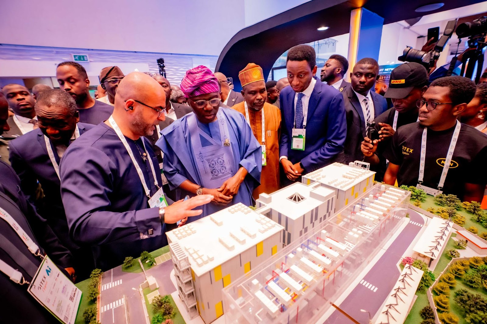 Lagos State Governor Babajide Sanwo-Olu with MTN executives at GITEX Nigeria Tech Expo- OLORISUPERGAL MEDIA