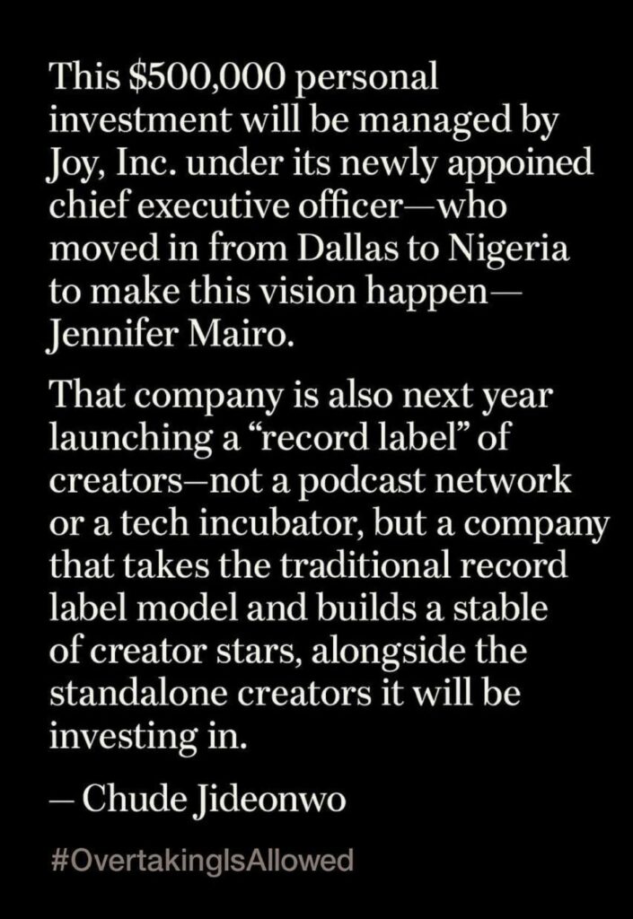 Chude Jideonwo Unveils FourthMainland Creators Fund at Digital Creator Summit- OLORISUPERGAL MEDIA