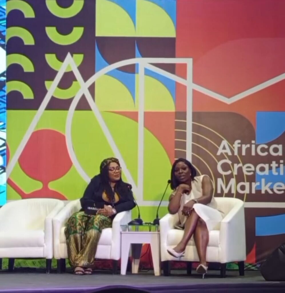 Tomike Adeoye (Olori Ebi) speaking at Digital Creator Summit in Lagos about her content creator journey- OLORISUPERGAL MEDIA
