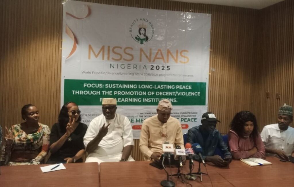 NANS officials and peace advocates at Abuja briefing for the launch of Miss NANS Nigeria Peace Pageant-OLORISUPERGAL MEDIA 

