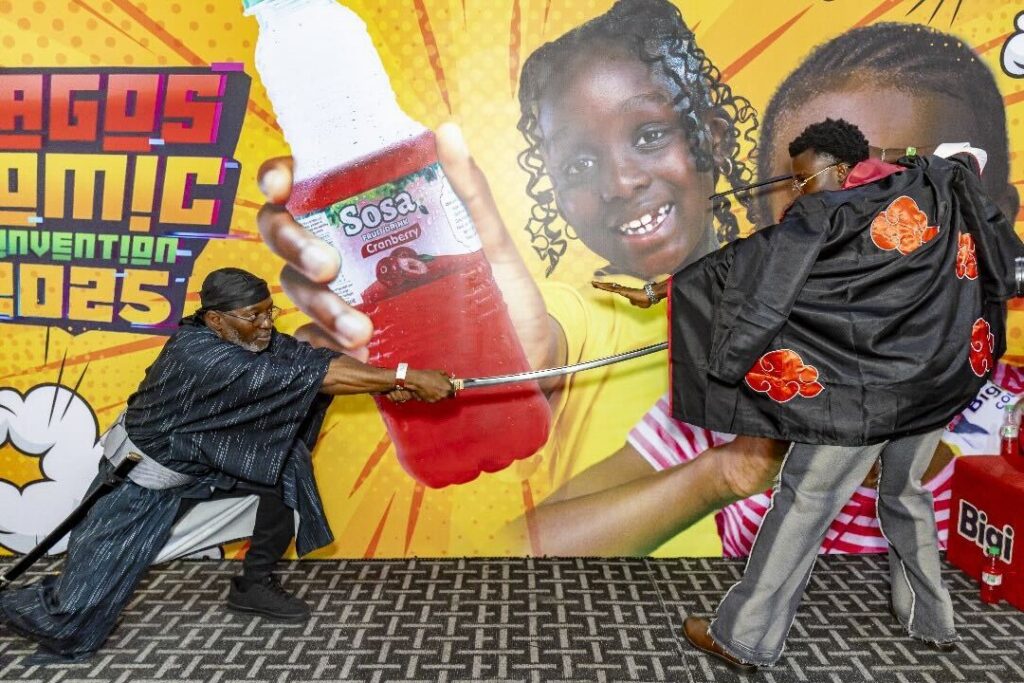 Fans enjoy Sosa Fruit Drink and Rite Sausage Rolls at Rite Foods’ booth during Lagos Comic Con 2025-OLORISUPERGAL MEDIA 
