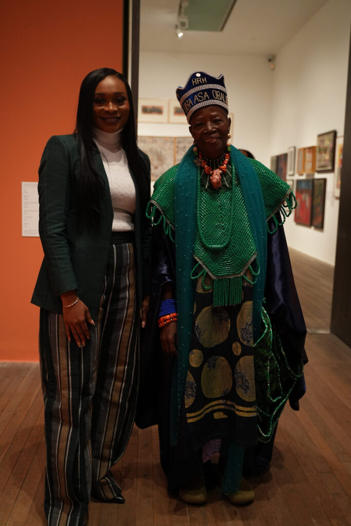 Ngozi Akinyele, Chief Marketing and Communications Officer, Coronation Group, with renowned artist and textile designer, Nike Davies-Okundaye, at the opening of Nigerian Modernism at Tate Modern, London-OLORISUPERGAL MEDIA