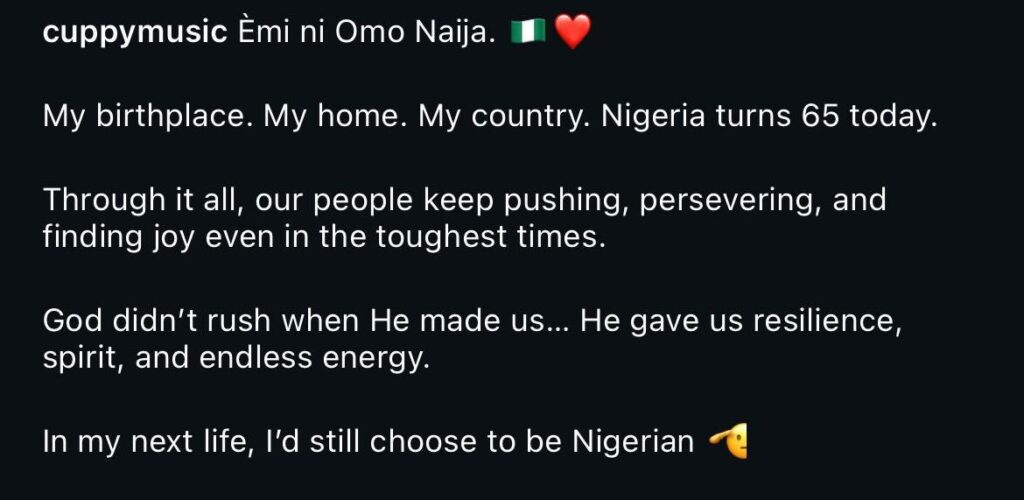 
DJ Cuppy’s Independence Day Message Faces Criticism Over Privilege Claims- OLORISUPERGAL MEDIA 

