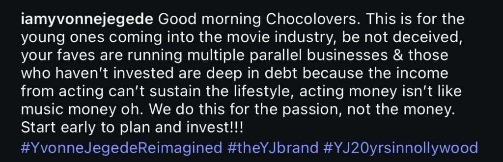 Yvonne Jegede on Acting: “It’s About Passion, Not Money”-OLORISUPERGAL MEDIA