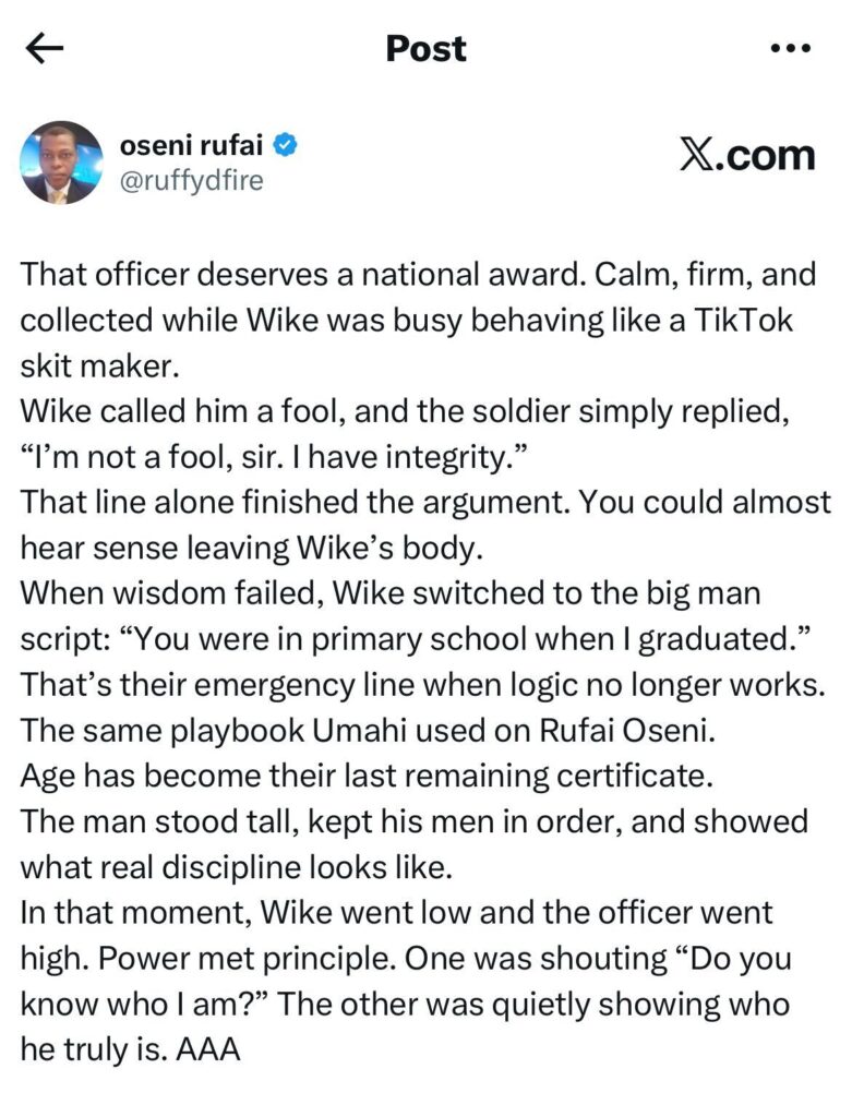 Rufai Oseni praises naval officer while dissecting Wike-soldier altercation-OLORISUPERGAL MEDIA
