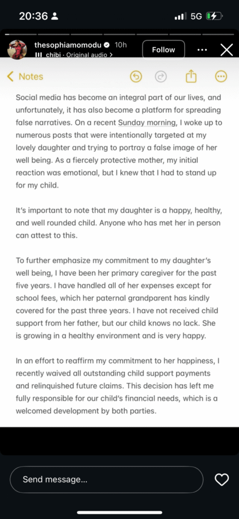 Sophia Momodu Says She Is Sole Caregiver and Receives No Child Support- OLORISUPERGAL MEDIA 
