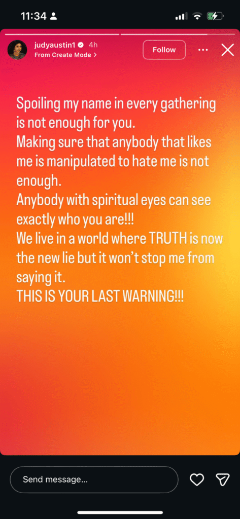 Judy Austin Starts Online Drama After Posting Cryptic Warning On Instagram - OLORISUPERGAL MEDIA 

