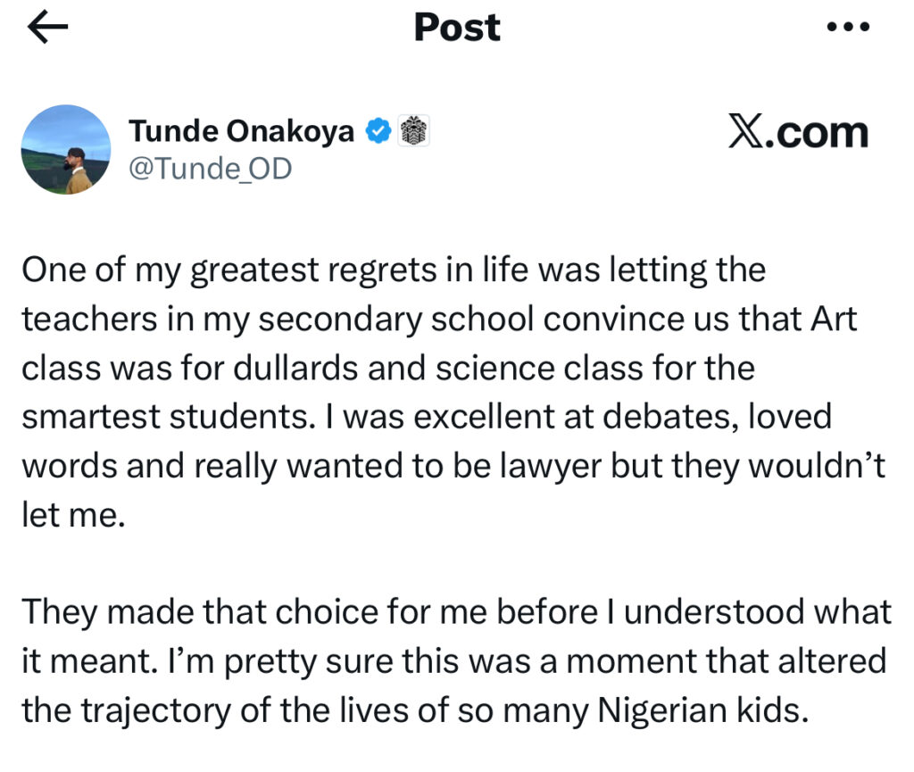 Tunde Onakoya Reflects on Harmful School Labels That Affected Many Nigerian Students- OLORISUPERGAL MEDIA 
