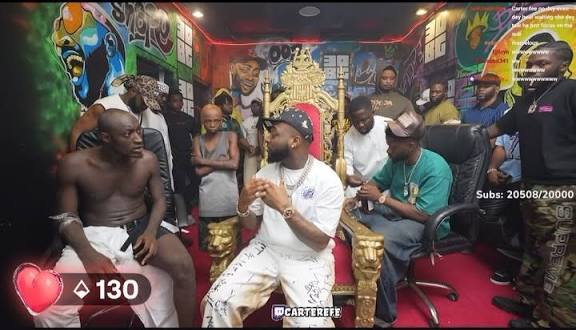 Fan Calls Out Davido Over Carter Efe Livestream Appearance,Compares Him to Wizkid- OLORISUPERGAL MEDIA 

