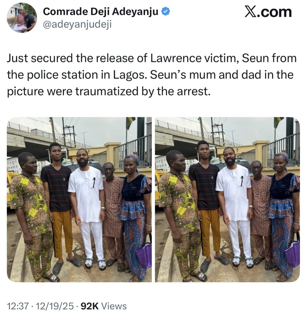 Deji Adeyanju Secures Release of Seun After Social Media Controversy With Alabi Lawrance - OLORISUPERGAL MEDIA 