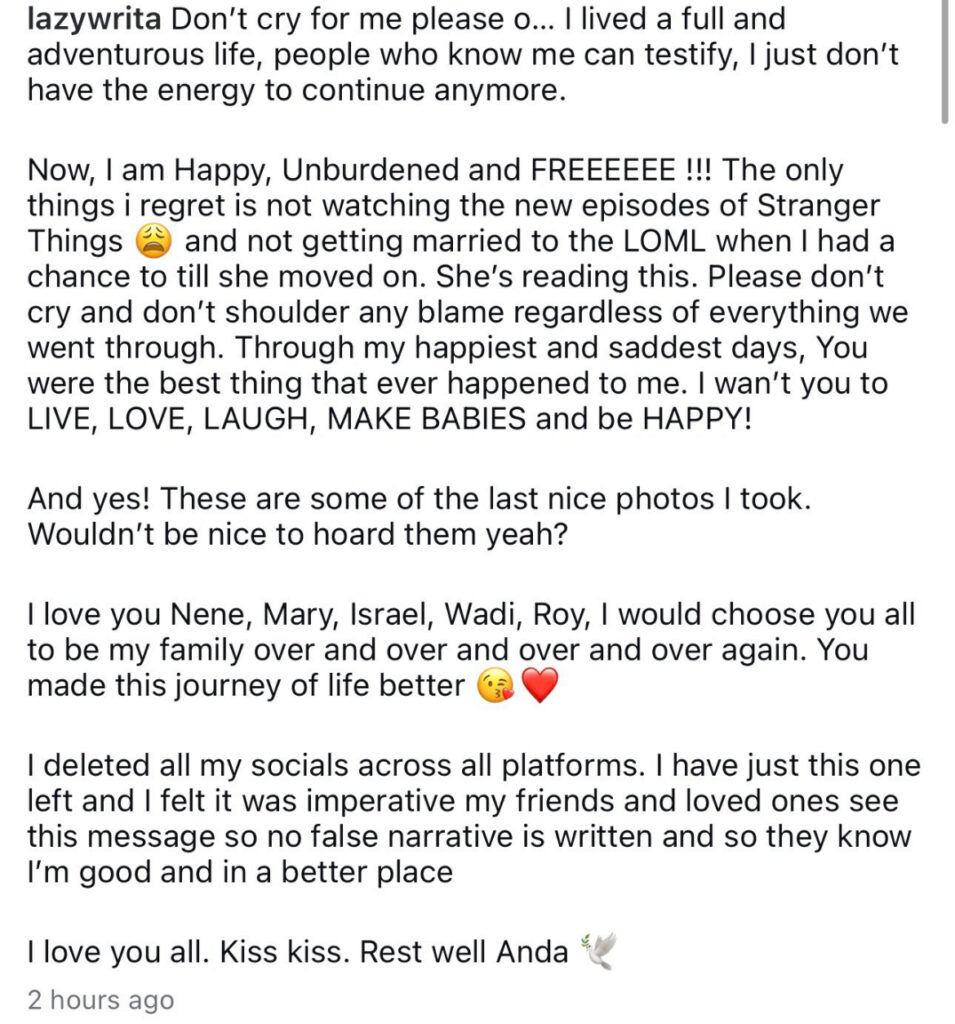 LazyWrita Lives On: Honouring the Life of Anda Damisa - OLORISUPERGAL MEDIA 
