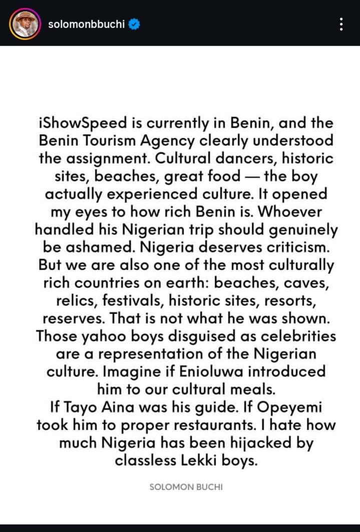 Solomon Buchi Slams Nigeria’s Handling of IShowSpeed’s African Tour Experience