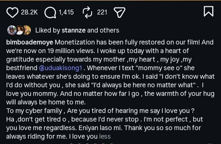 Bimbo Ademoye’s “Where Love Lives” Gets Monetized Again After Copyright Scare