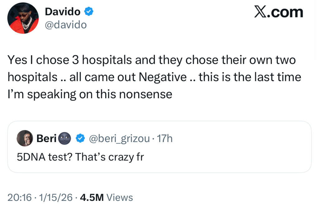 Davido Denies Paternity Claim as Anu Adeleke’s Mother Releases Alleged DMs- OLORISUPERGAL MEDIA 