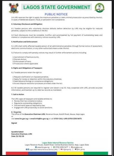 Lagos Government Moves to Recover Unpaid Taxes Directly From Banks, Third Parties - OLORISUPERGAL MEDIA 
