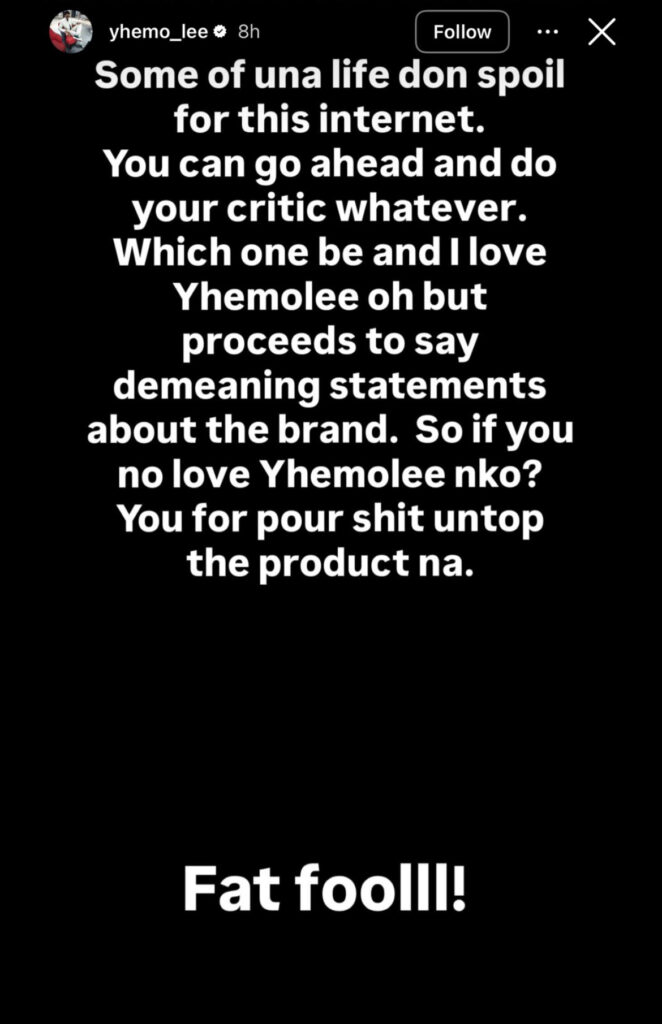 Yhemo Lee Blasts Critic Opeyemi Famakin Over Wife’s Pomelle Perfume Review - OLORISUPERGAL MEDIA