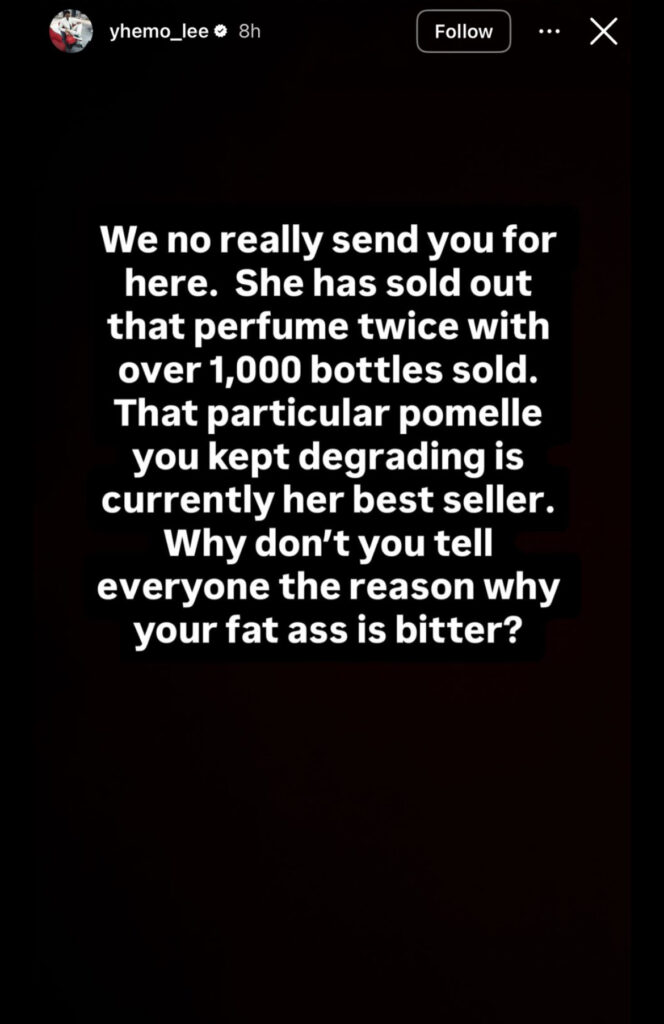 Yhemo Lee Blasts Critic Opeyemi Famakin Over Wife’s Pomelle Perfume Review -OLORISUPERGAL MEDIA