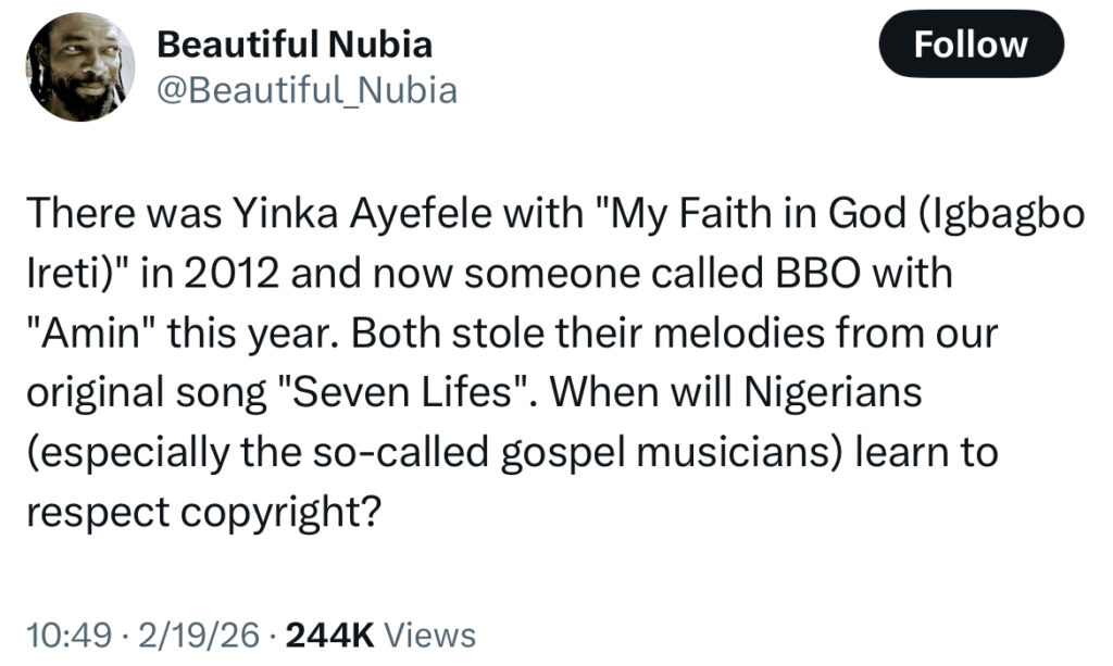 Beautiful Nubia Calls Out Yinka Ayefele and BBO Over Alleged Copyright Infringement - OLORISUPERGAL MEDIA 