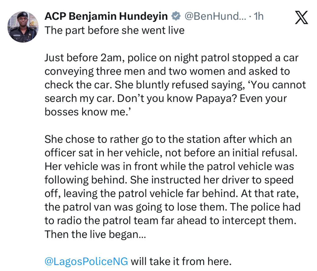 Papaya Ex Alleges Assault by Police in Ajah as Lagos Command Responds - OLORISUPERGAL MEDIA 