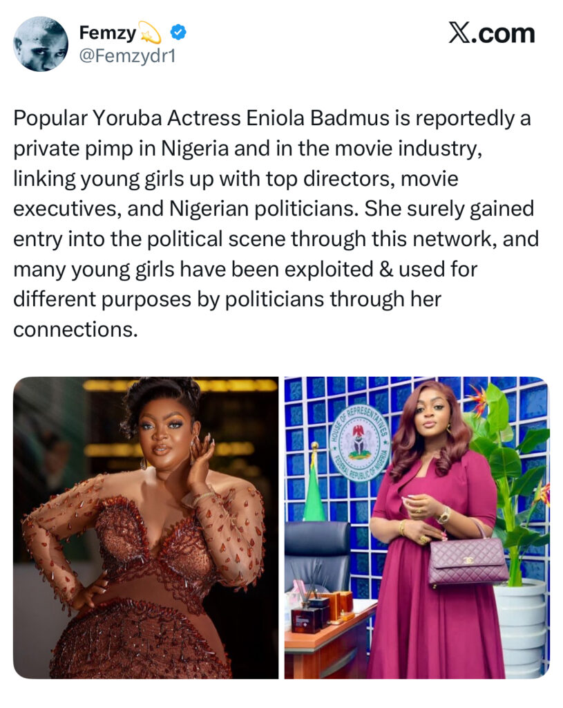 Eniola Badmus Fires Back at Pimping Allegation on X, Threatens Legal Action - OLORISUPERGAL MEDIA 