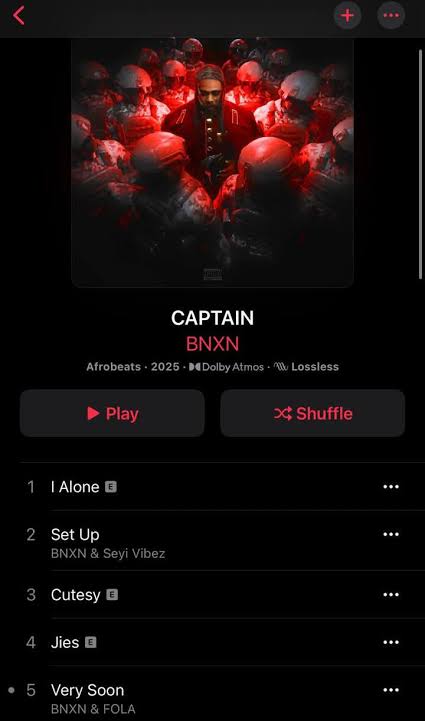 BNXN’s “CAPTAIN” Surpasses 250 Million Streams on Spotify, Becomes Second Hit Project - OLORISUPERGAL MEDIA 