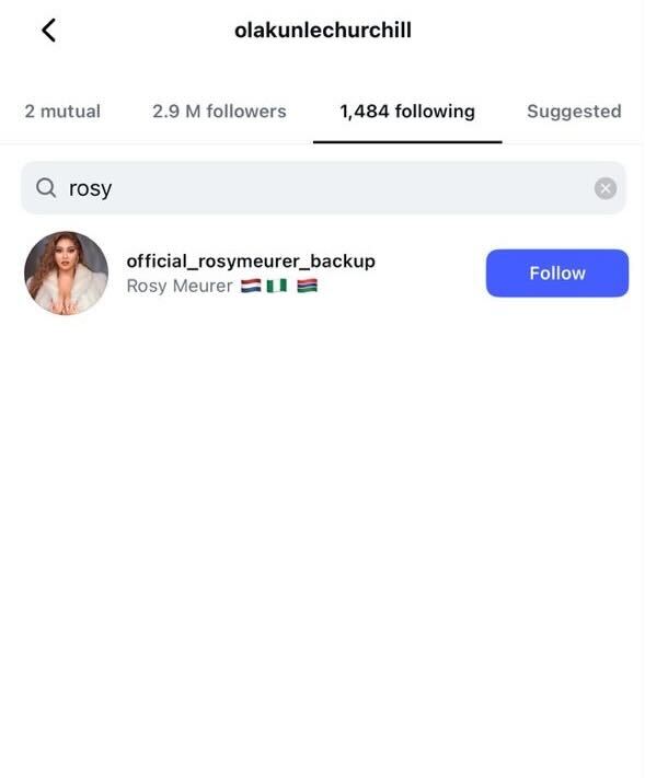Olakunle Churchill Unfollows Wife Rosy Meurer, Sparks Reactions Online