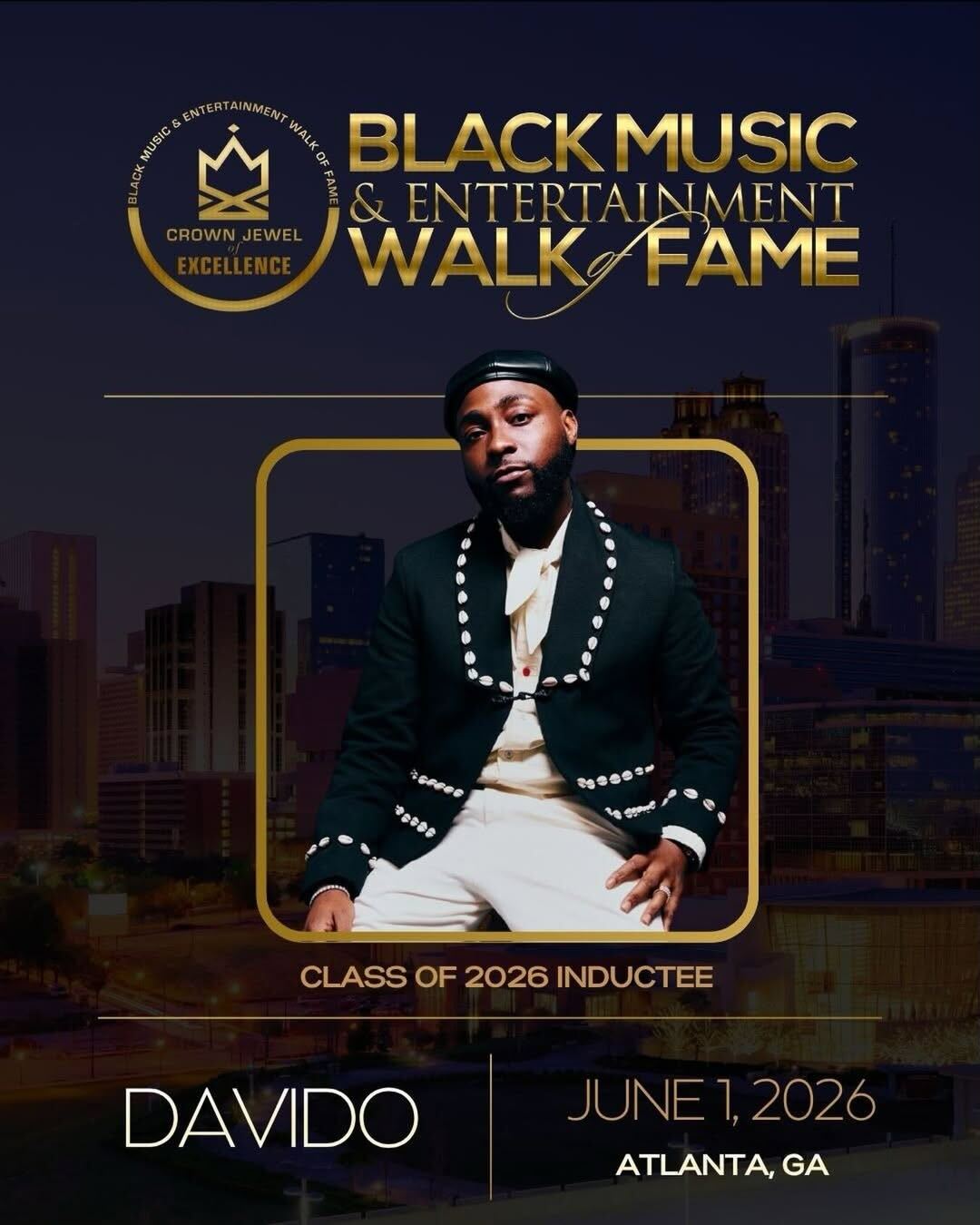 Davido to Be Honored at 2026 Black Music & Entertainment Walk of Fame