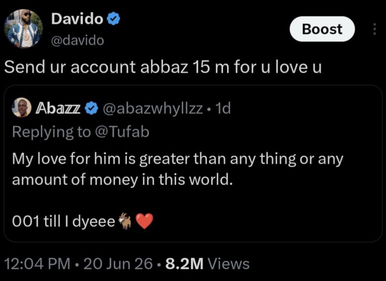 Davido Pledges N15m to Fan Who Declared ‘Unwavering Admiration’ on X