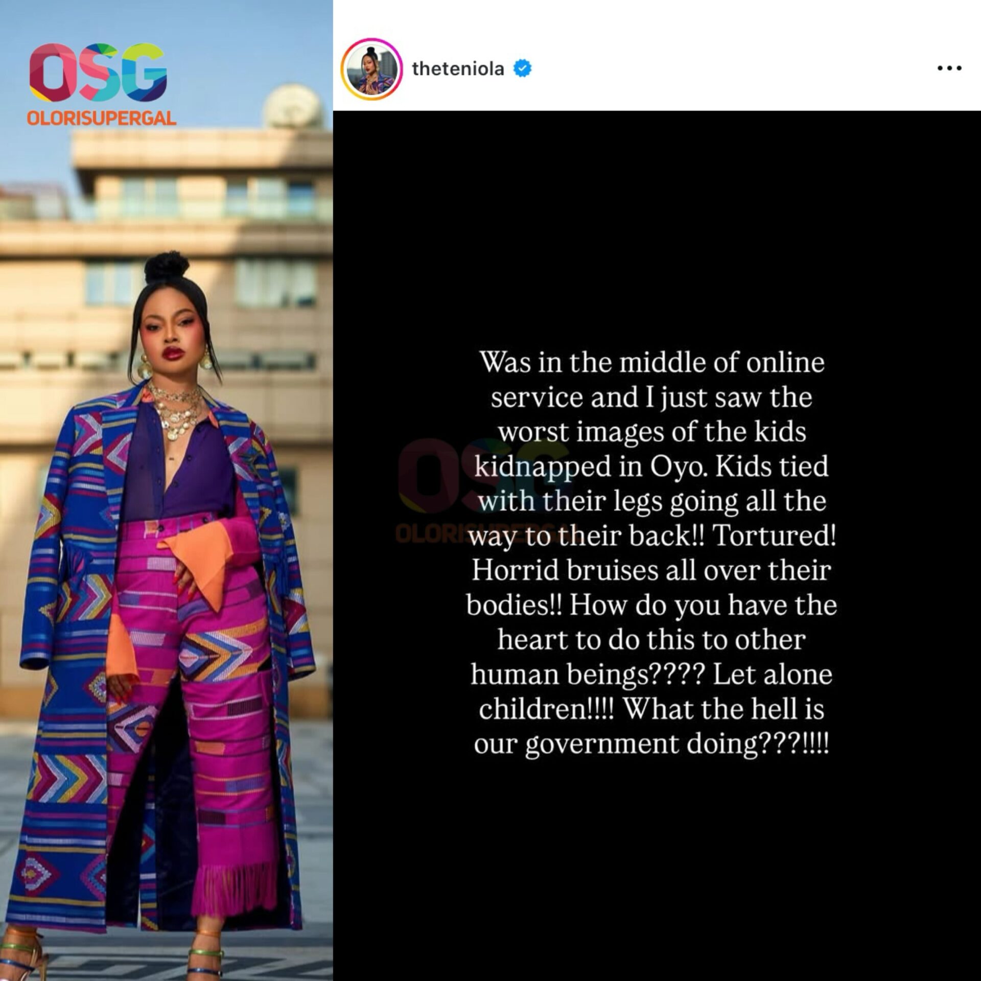 "What the H£ll is our Government Doing?" - Teniola Reacts to Oyo K!dnapped Children