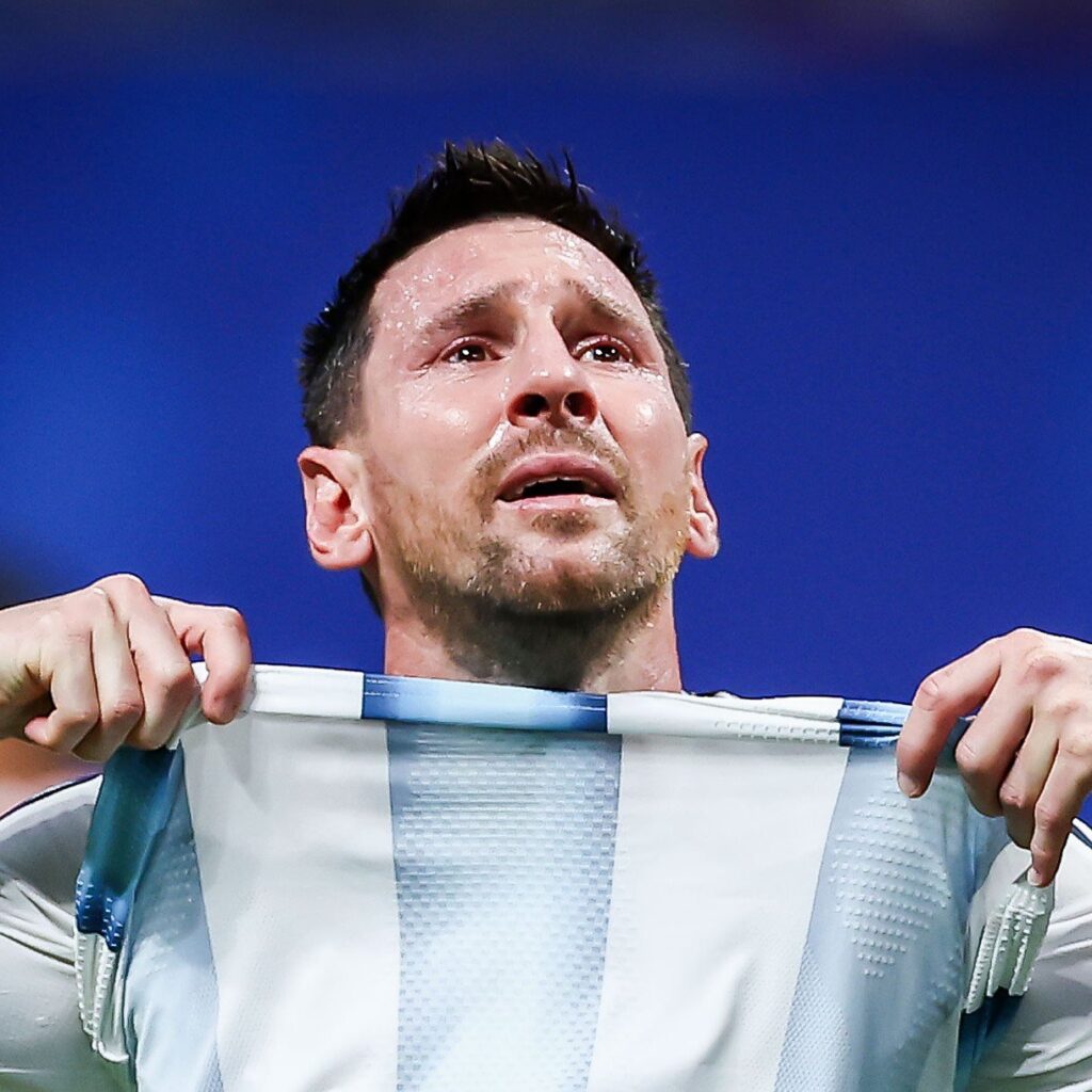 Lionel Messi in tears after Argentina's 3-2 comeback win over Egypt