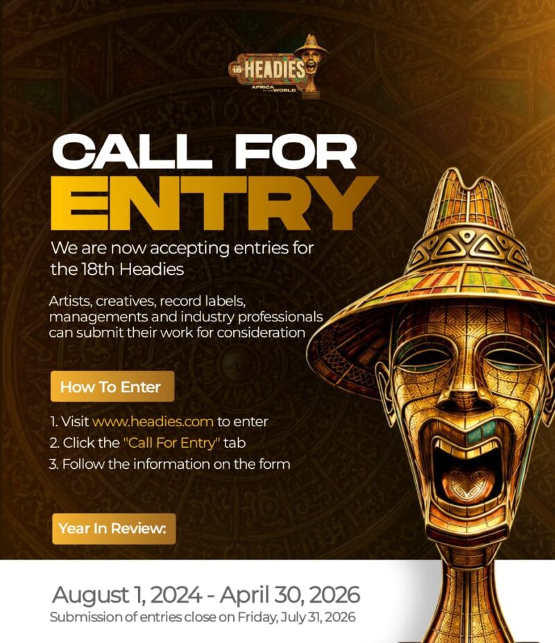 Headies Opens Entries for 18th Edition, Sets Toronto as Host City