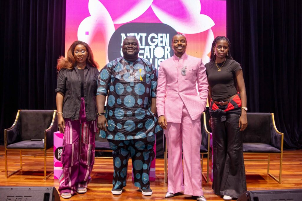 Colette Otsu, Abisola Alawode, Enioluwa Adeoluwa, and filmmaker Korty attend the BellaNaija Next Gen Creator House workshop in partnership with Google Gemini in Lagos.