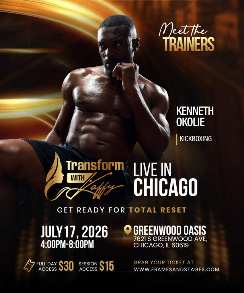Kenneth Okolie, trainer for the Transform With Kaffy Chicago wellness experience.