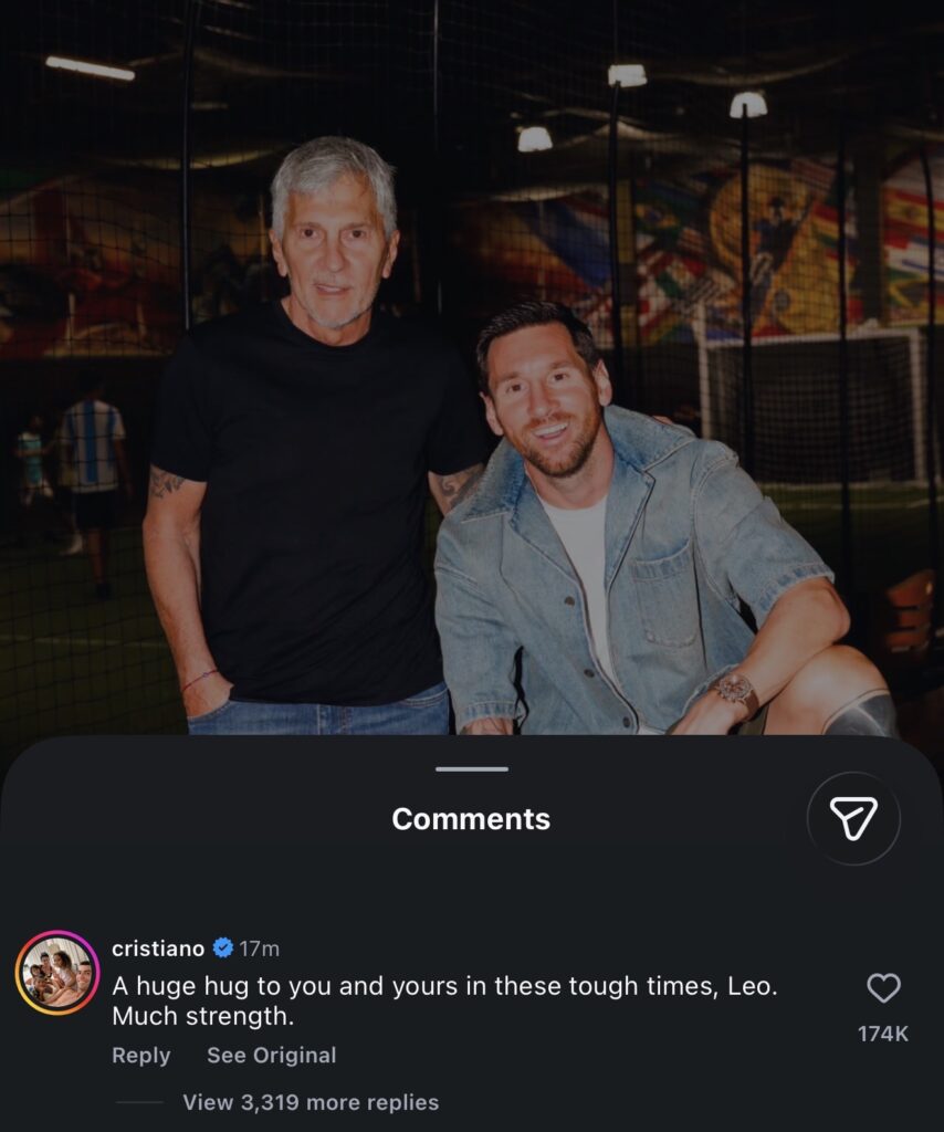 Ronaldo offers condolences to Lionel Messi
