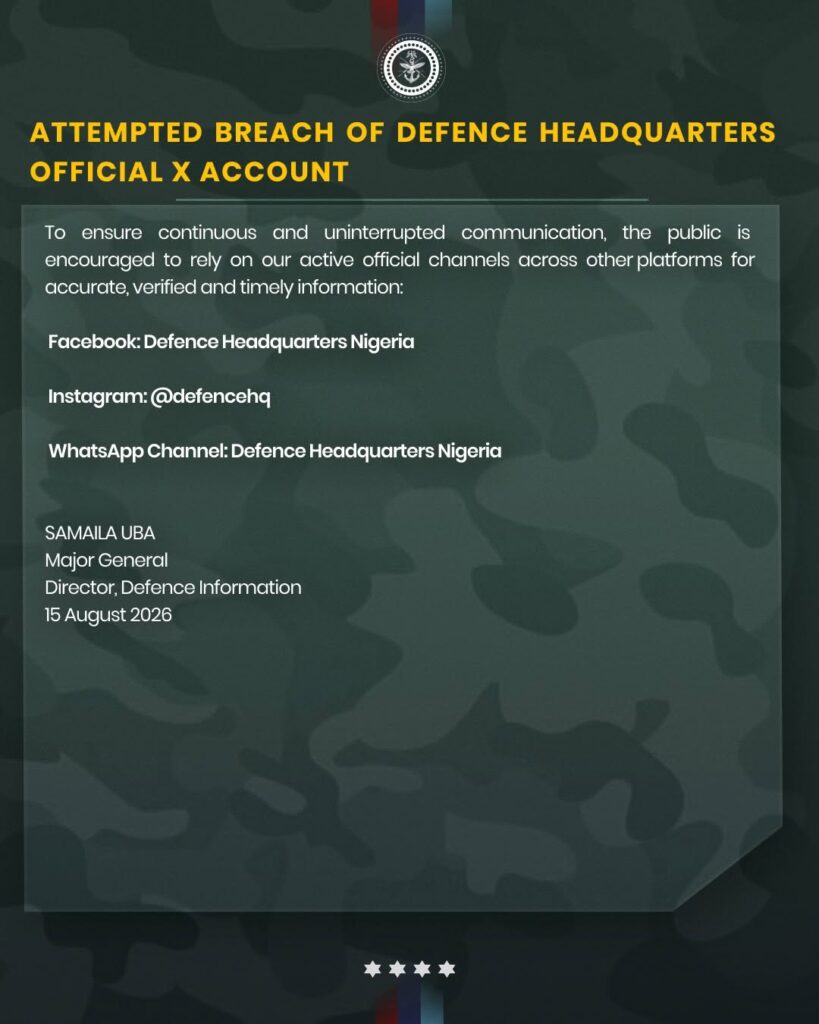 Nigeria's Defence Headquarters X Account Hacked-2
