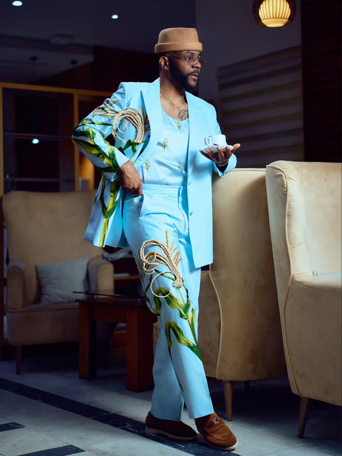 Ebuka Turns Heads in Bold Sky-Blue Lisa Folawiyo Suit at BBNaija Eviction Show