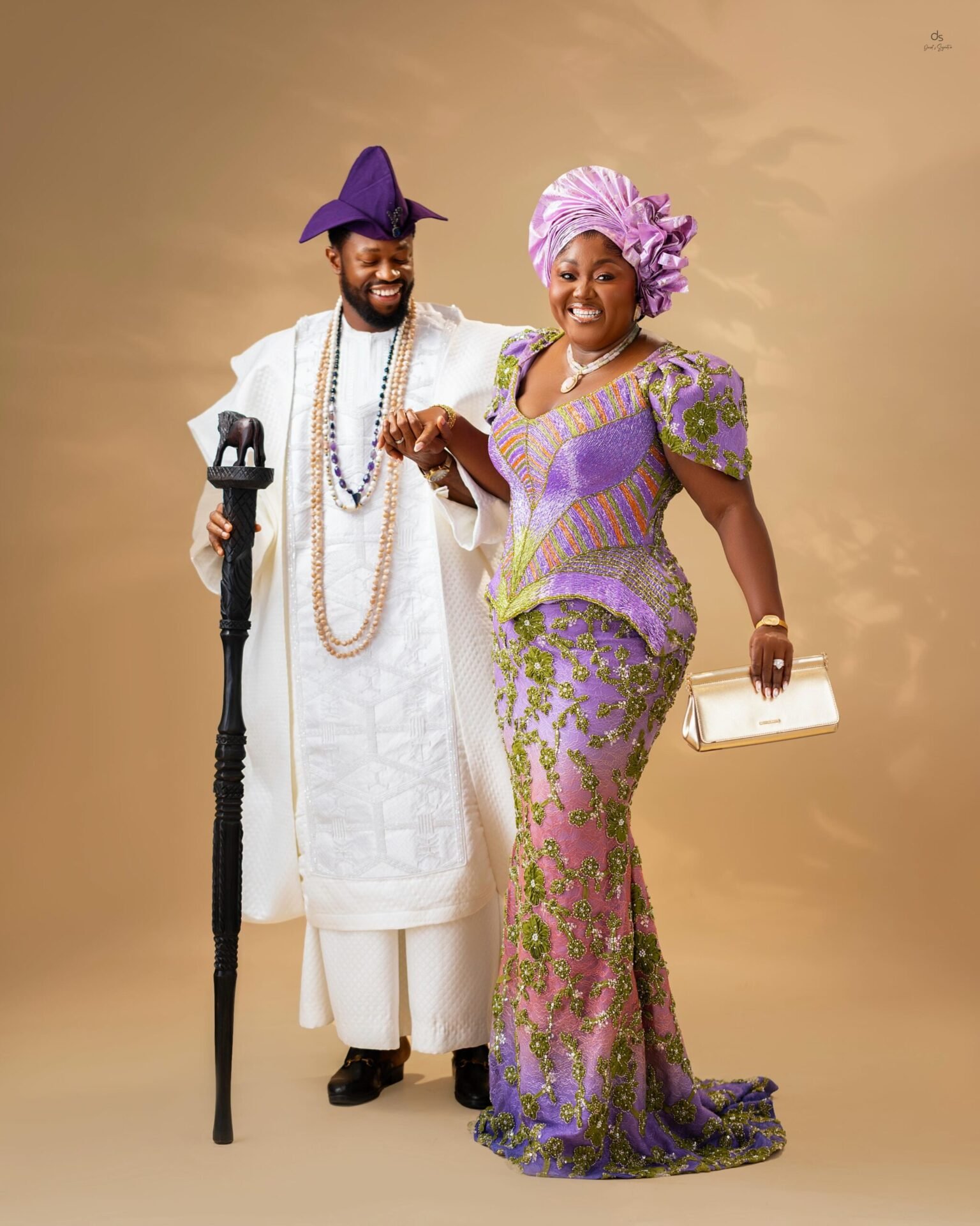 Stan and Blessing Nze Turn Heads in Coordinated Purple and White at Faminu Wedding