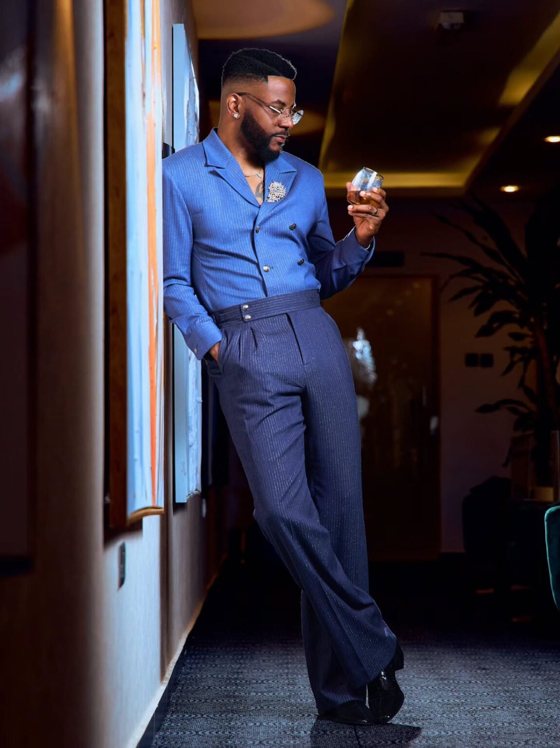 Ebuka Obi-Uchendu Stuns in Custom Atafo Look With Pinstripes, Gurkha Trousers